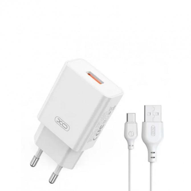 СЗУ XO L127 18W/1USB + Type-C cable White