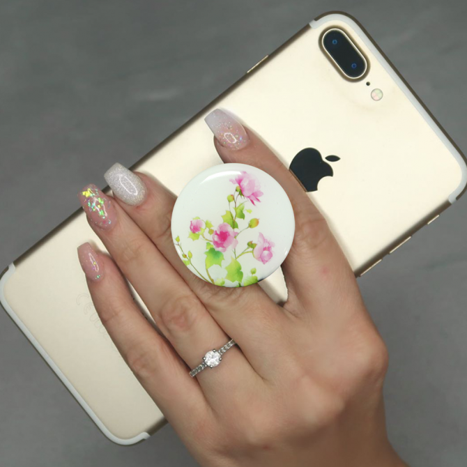 Держатель Pop Socket Flowers White-Pink-3