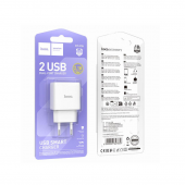 Сетевое зарядное устройство 2USB Hoco C141A Smart 2.1A White