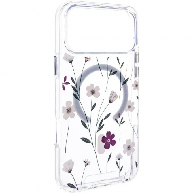 Чехол TPU+PC Clear Garden with MagSafe для Apple iPhone 17 Pro (6.3") (Cherry Petal)-1