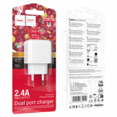Сетевое зарядное устройство 2USB Hoco CS 51A 2.4A White