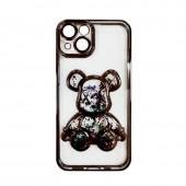 TPU чехол Cute Bear Liquid для iPhone 15 Plus Черный