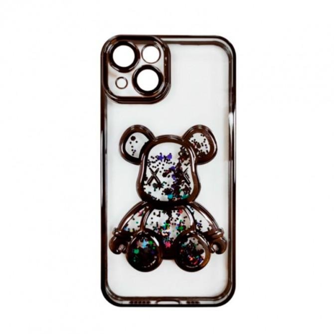 TPU чехол Cute Bear Liquid для iPhone 15 Plus Черный