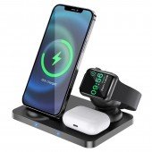 Бездротові ЗП Hoco CW33 Ultra charge 3in1 vertical fast charge 15W/7.5W/3W Black Бездротові ЗП Hoco CW33 Ultra charge 3in1 vertical fast charge 15W/7.5W/3W Black