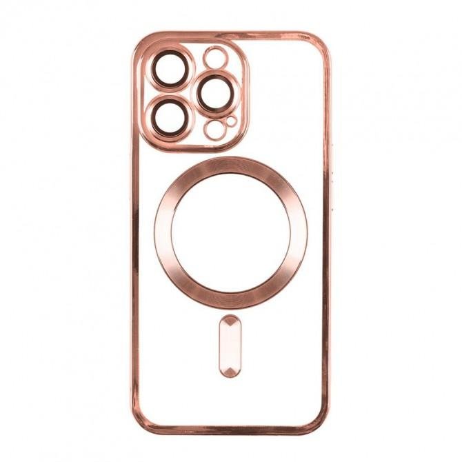 Чехол TPU Metallic Full Camera with Magsafe для iPhone 12 Rose Gold