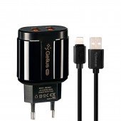 Мережевий зарядний пристрій Gelius Avangard GP-HC06 2USB 2.4A 12W + Cable Lightning Black Мережевий зарядний пристрій Gelius Avangard GP-HC06 2USB 2.4A 12W + Cable Lightning Black
