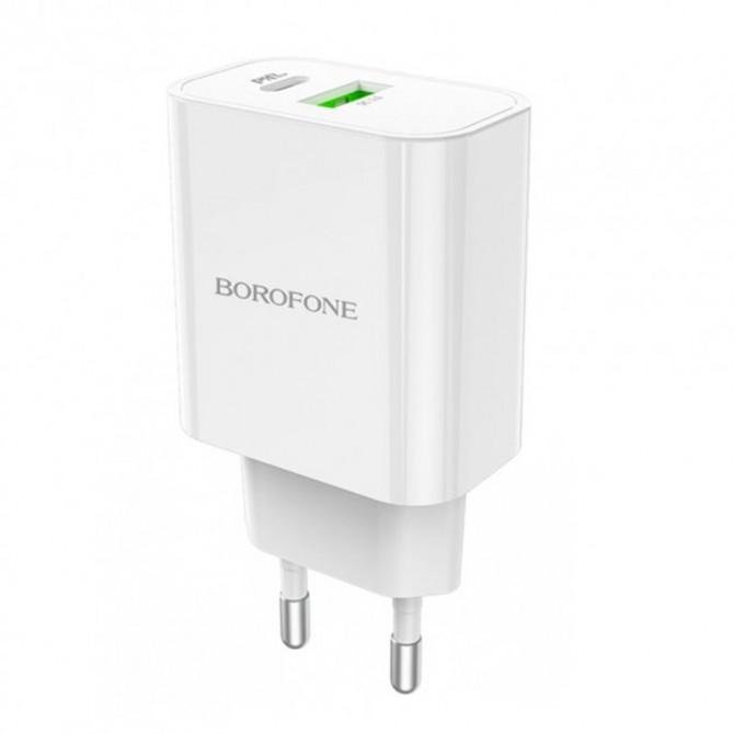 Сетевое зарядное устройство 1USB + Type-C Borofone BA55A PD20W+QC3.0 White