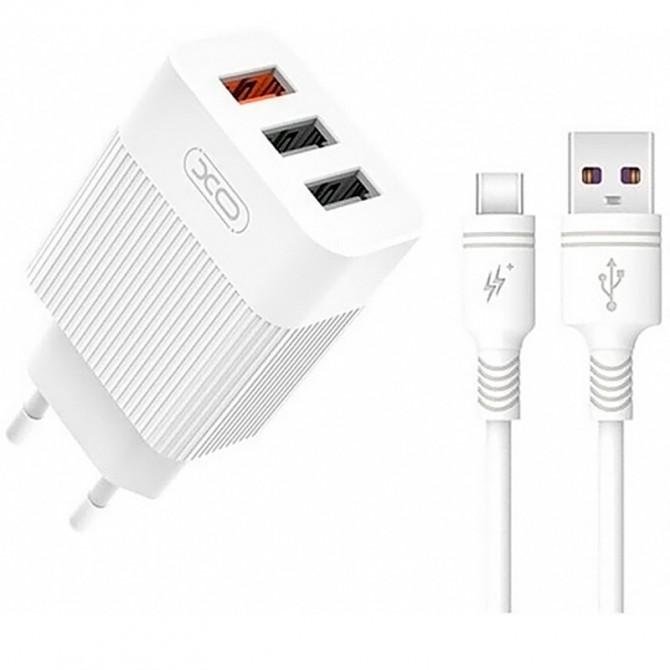 Сетевое зарядное устройство XO L72 QC3.0 30W (18W/1 USB+2.4A/2 USB)+Type-C White-1