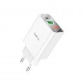 СЗУ 1USB + Type-C Hoco C100A PD20W+QC3.0 White