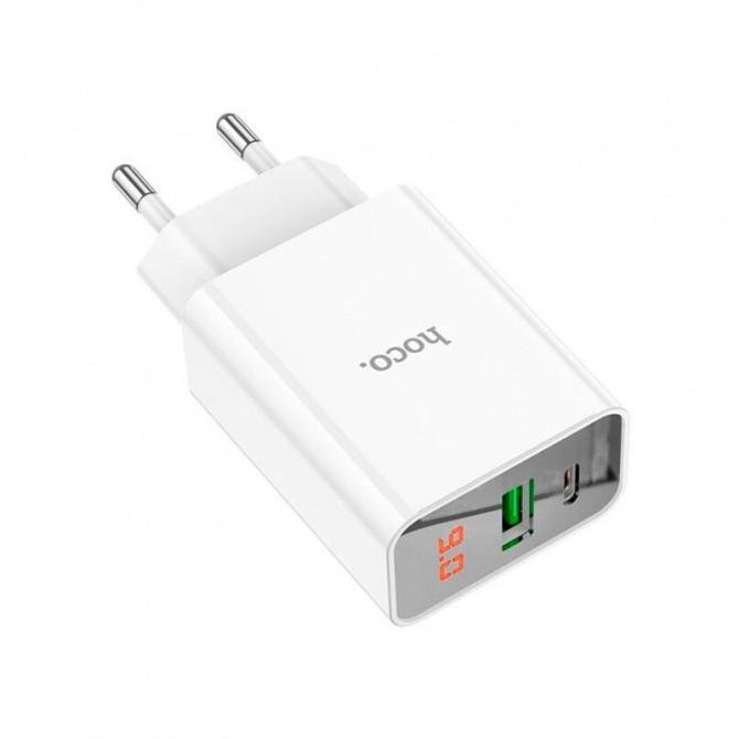 СЗУ 1USB + Type-C Hoco C100A PD20W+QC3.0 White-1