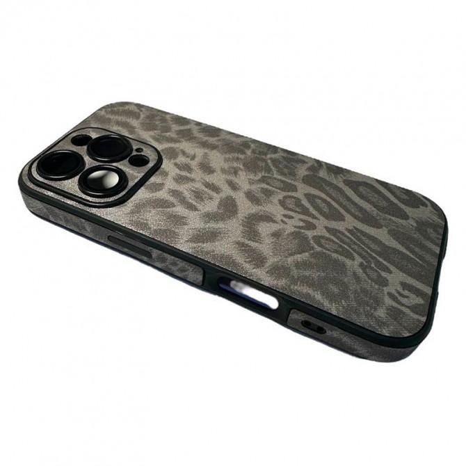 Чехол-накладка кожаный Leopard Print для iPhone 15 Pro Max Black-2