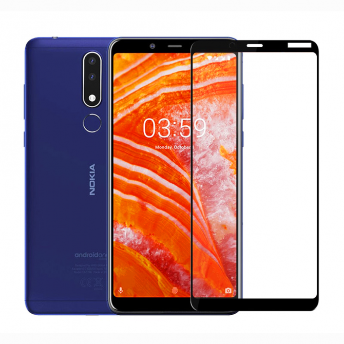 Захисне скло для NOKIA 3.1 Plus Full Glue (0.3 мм, 2.5D, чорне)-1