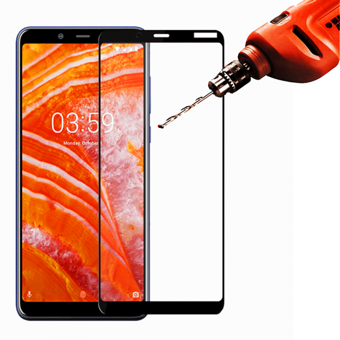 Захисне скло для NOKIA 3.1 Plus Full Glue (0.3 мм, 2.5D, чорне)-2