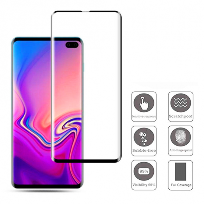 Защитное стекло для SAMSUNG G975 Galaxy S10 Plus Half Glue (0.3 мм, 2.5D, чёрное)-2