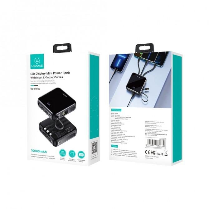 Додаткова батарея Usams US-CD169 PB61 LED Display Mini Power Bnak 10000 mAh Black-1