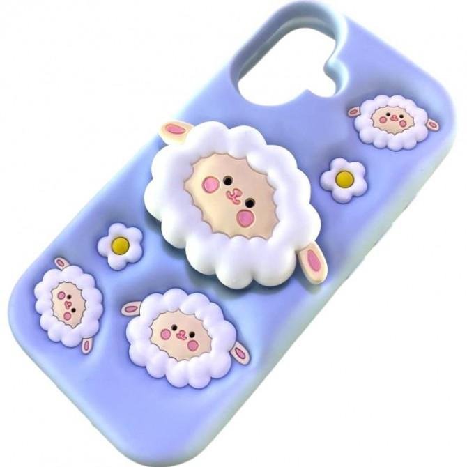 Чехол 3D Sheep series for iPhone 16 Light Blue-1