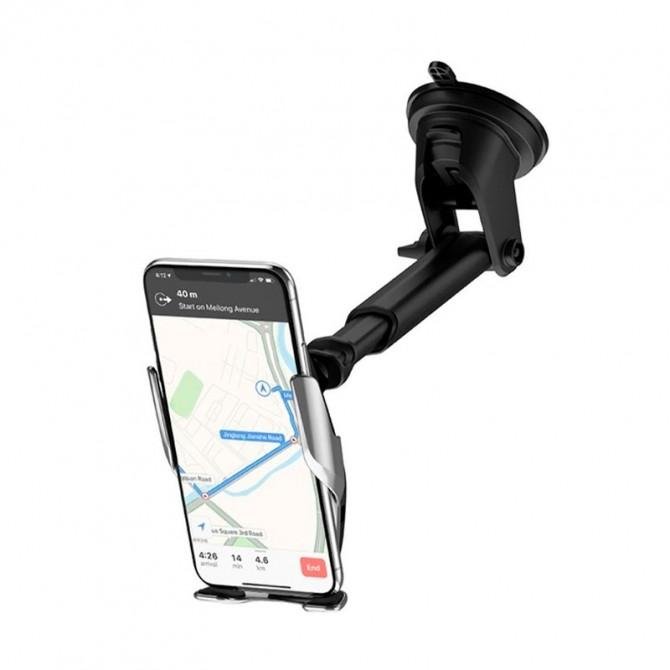 Холдер Hoco S14 Car Holder + Wireless Charger Grey-1