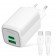 Мережевий зарядний пристрій 1USB + Type-C WALKER WH-75 GAN 65W+QC 60W White + Type-C to Type-C