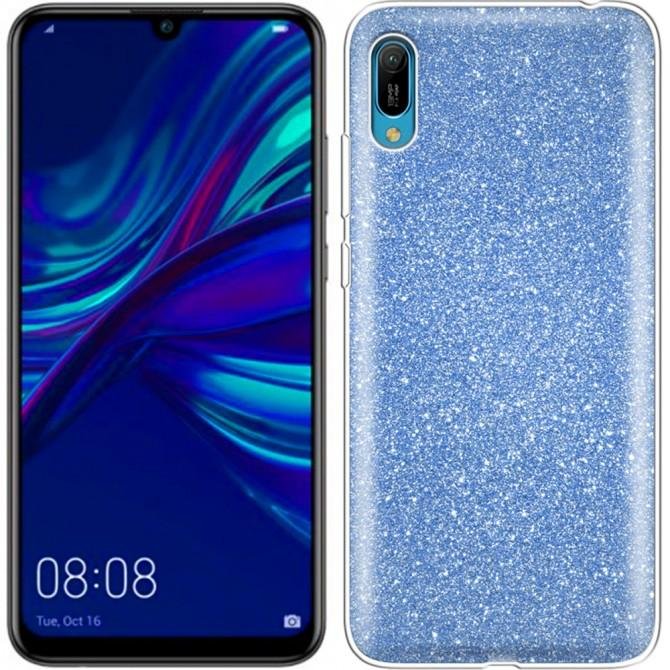 Чохол Silicone 3in1 Блискітки для Huawei Y6 2019 Синій