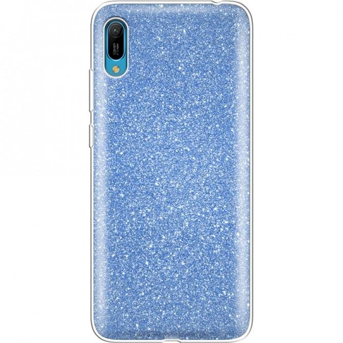 Чохол Silicone 3in1 Блискітки для Huawei Y6 2019 Синій-1