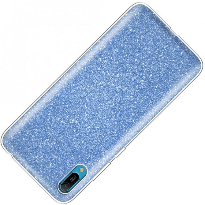 Чохол Silicone 3in1 Блискітки для Huawei Y6 2019 Синій-2