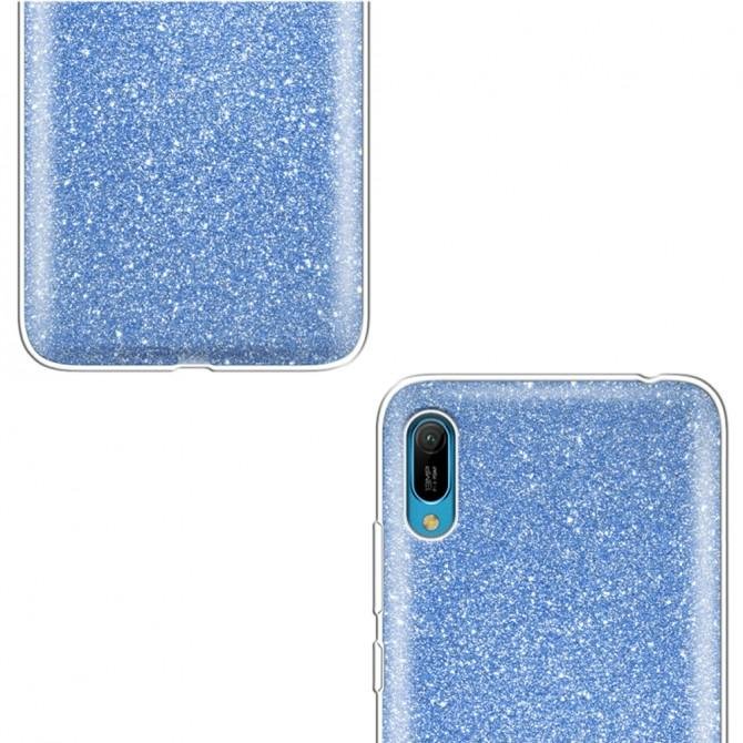 Чохол Silicone 3in1 Блискітки для Huawei Y6 2019 Синій-3