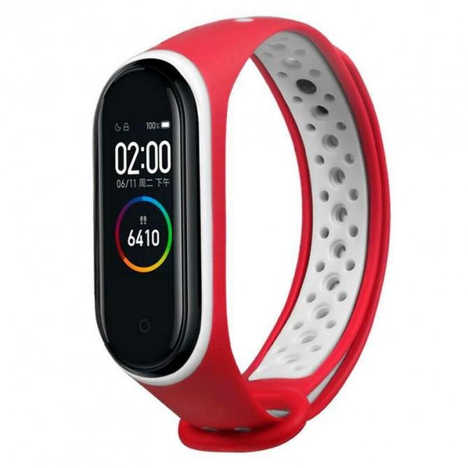 Ремінець для браслета Mi Band 3/4 SPORT Red/White-1