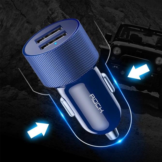 Автомобильное зарядное устройство Rock H3 C228-2U2A4 Синий-2