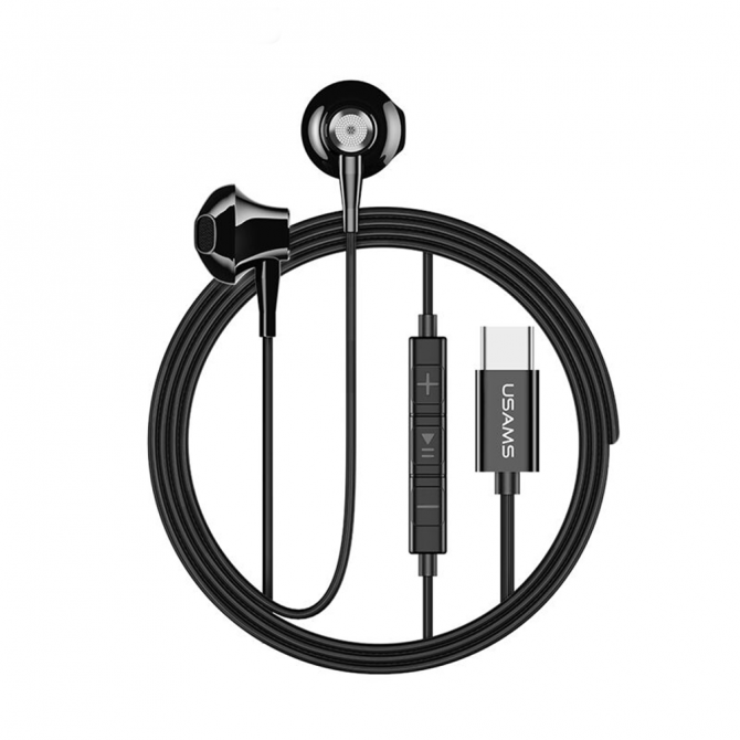 Наушники Usams EP-25 Metal Type-C Earphone Чёрный 1,2m (HSEP2501)