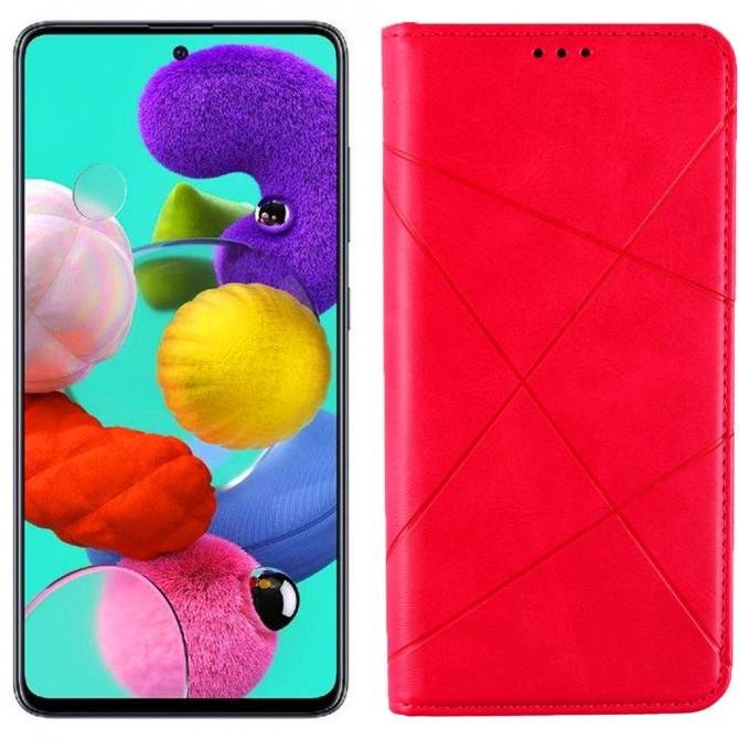 Чехол-книжка Lines Leather для Samsung A515 Galaxy A51 Ярко Розовый