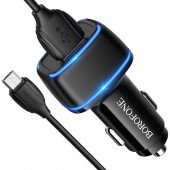 Автомобильное зарядное устройство Borofone BZ14 MicroUSB 2USB 2.4A Black Автомобильное зарядное устройство Borofone BZ14 MicroUSB 2USB 2.4A Black