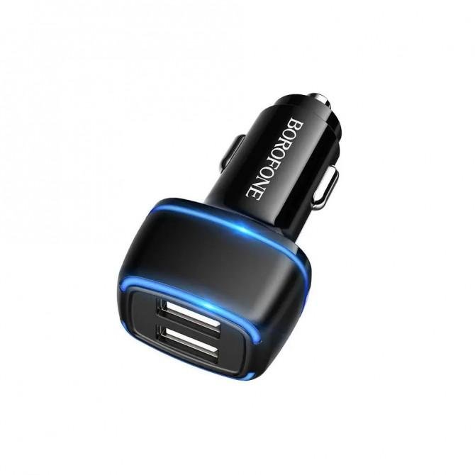 Автомобільний зарядний пристрій Borofone BZ14 Lightning 2USB 2.4A Black-1