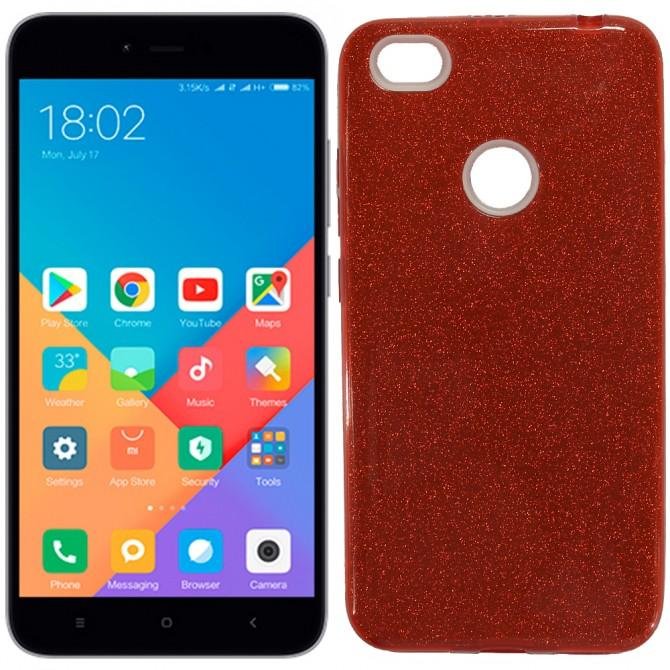 Чехол Silicone 3in1 Блёстки для Xiaomi Redmi 6 Red