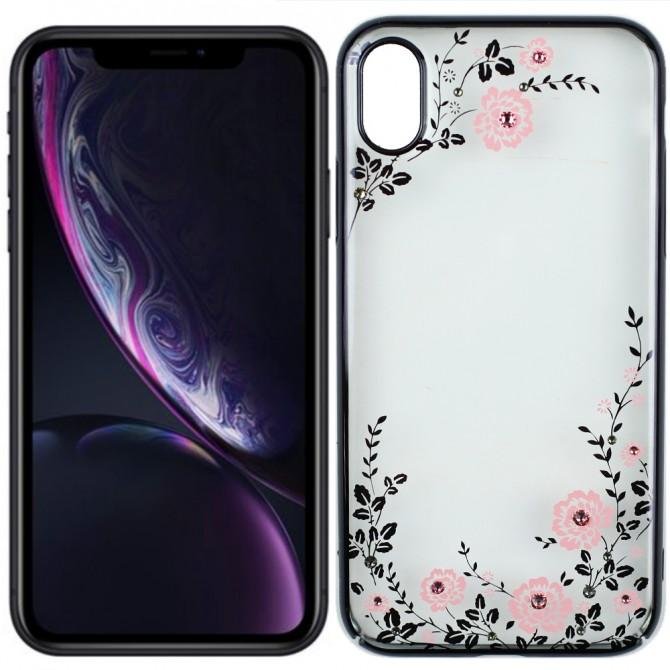 Чехол Cavaro Elegant Series для iPhone XR Цветы/Чёрный