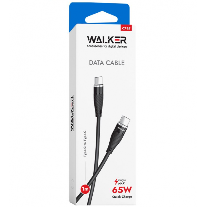 Кабель USB WALKER C735 Type-C to Type-C Black 2m-2