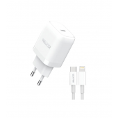Мережевий зарядний пристрій 1Type-C WALKER WH-63 PD20W White + Type-C to Lightning Cable Мережевий зарядний пристрій 1Type-C WALKER WH-63 PD20W White + Type-C to Lightning Cable