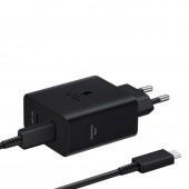 Мережевий зарядний пристрій PD Original Quality Samsung 50W 2USB-C + cable Type-C Black