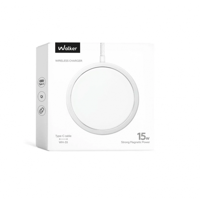 Бездротовий зарядний пристрій WALKER WH-55 15W White-1