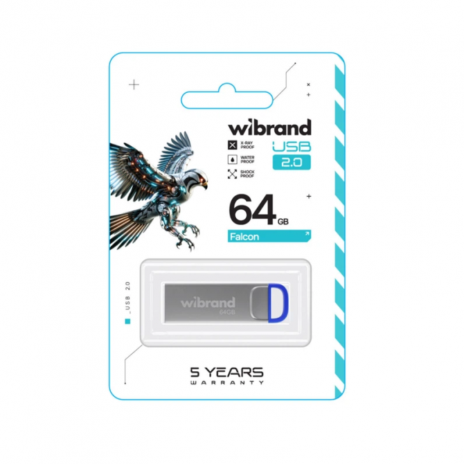 Флеш-накопичувач Wibrand USB 2.0 64Gb Falcon Блакитний-1