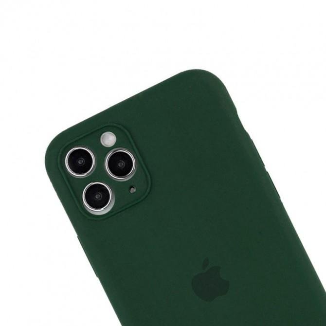 Оригінальний силіконовий чохол для iPhone 12 Pro Max Темно Зелений FULL (with camera protection)-1