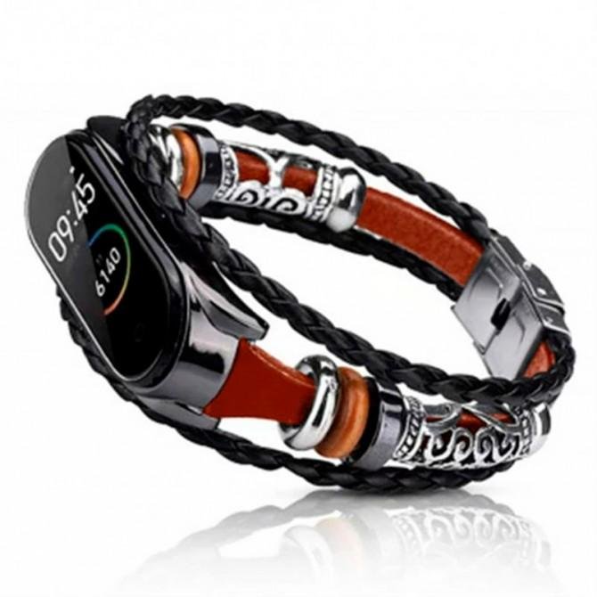 Браслет для Xiaomi Band 5/6 Jewellery design Black/Orange