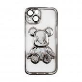 TPU чехол Cute Bear Liquid для iPhone 13 Серебрянный