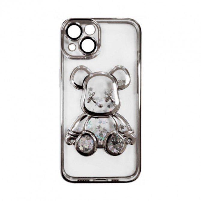 TPU чохол Cute Bear Liquid для iPhone 13 Срібний