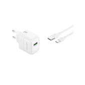 Сетевое зарядное устройство для XO L135 1USB-A QC3.0 18W + Type-C White