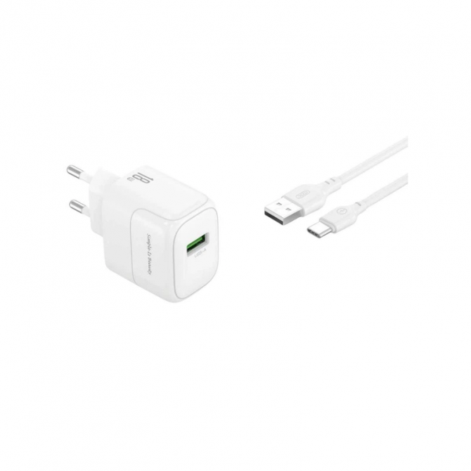 Сетевое зарядное устройство для XO L135 1USB-A QC3.0 18W + Type-C White