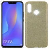 Чохол Silicone 3in1 Блискітки для Huawei P Smart Plus Золотий