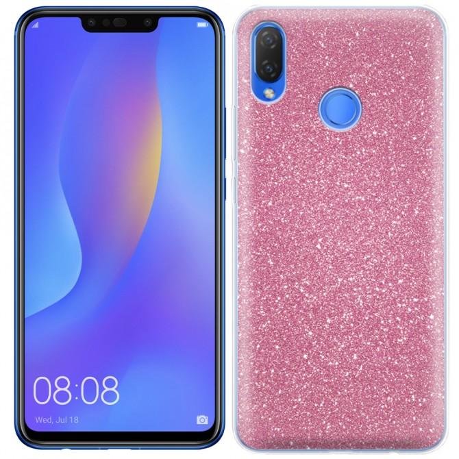 Чехол Silicone 3in1 Блёстки для Huawei P Smart Plus Pink