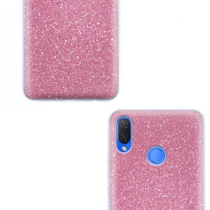 Чехол Silicone 3in1 Блёстки для Huawei P Smart Plus Pink-3