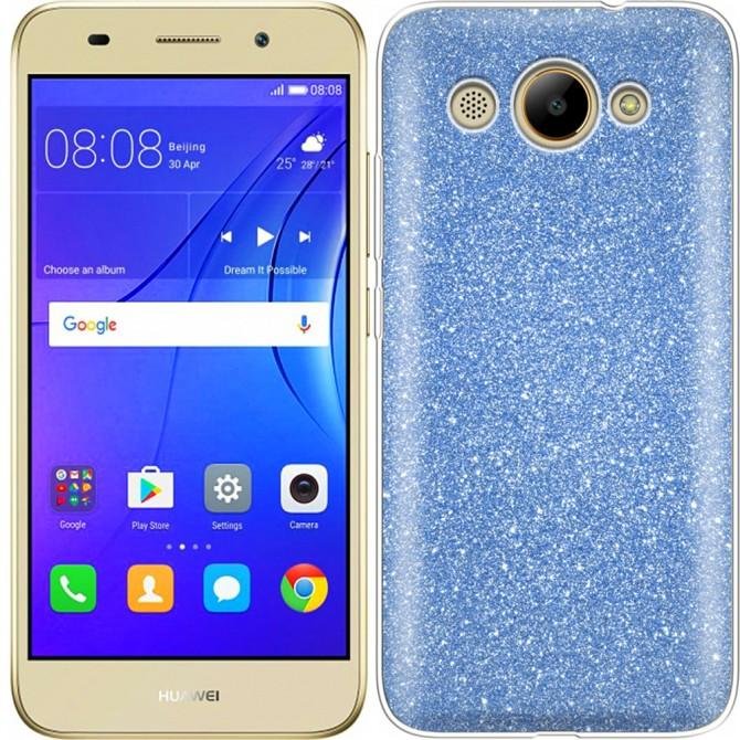 Чохол Silicone 3in1 Блискітки для Huawei Y3 2017 Синій