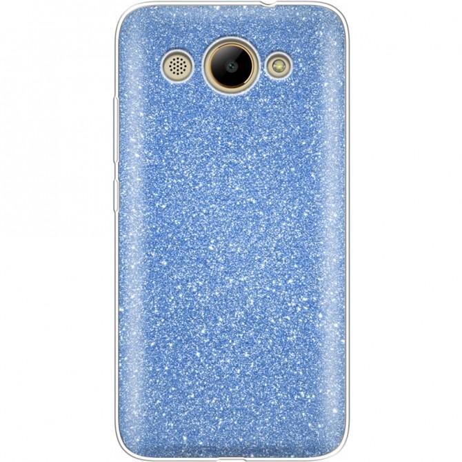 Чохол Silicone 3in1 Блискітки для Huawei Y3 2017 Синій-1
